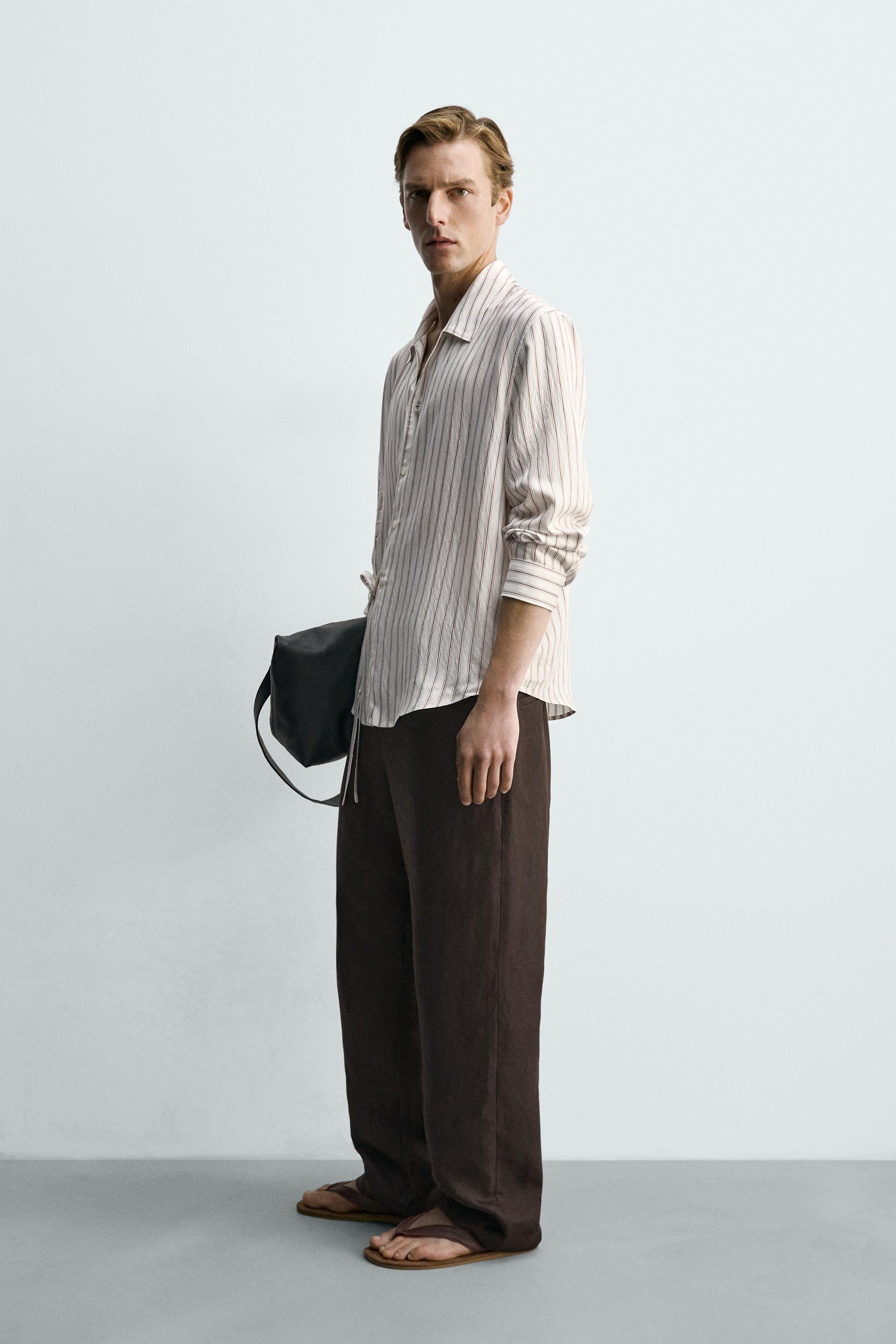FLOWY STRIPED TIE SHIRT